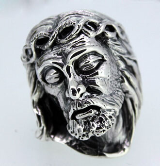 Religion Jesus Head Face 925 Silver Ring